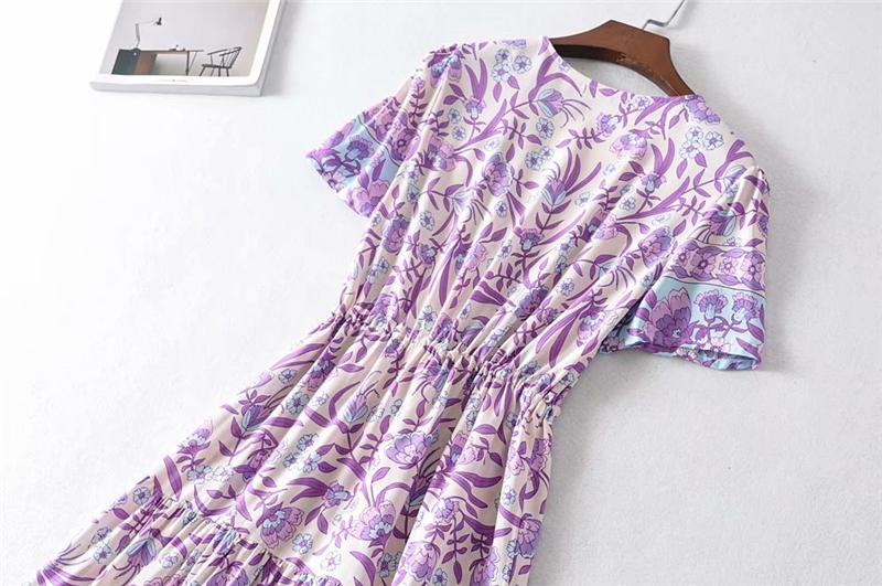 Boho Maxi Dress, Sundress, Wild Floral in Purple Lavender