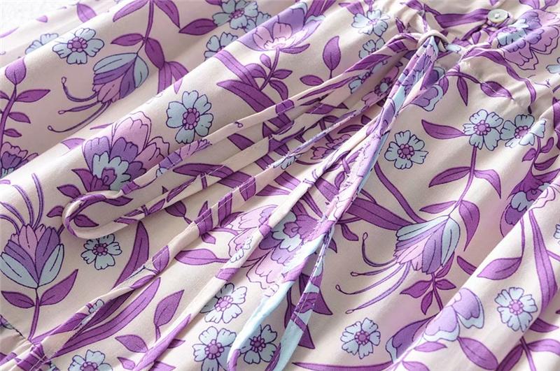 Boho Maxi Dress, Sundress, Wild Floral in Purple Lavender