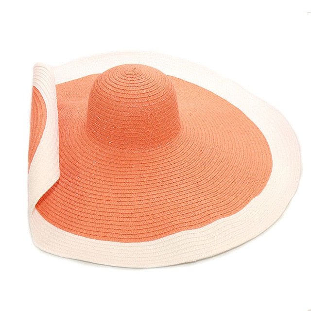 Boho Hat, Sun Hat, Beach Hat, Extra Wide Brim Straw Hat (25 cm), Two Tone Black White