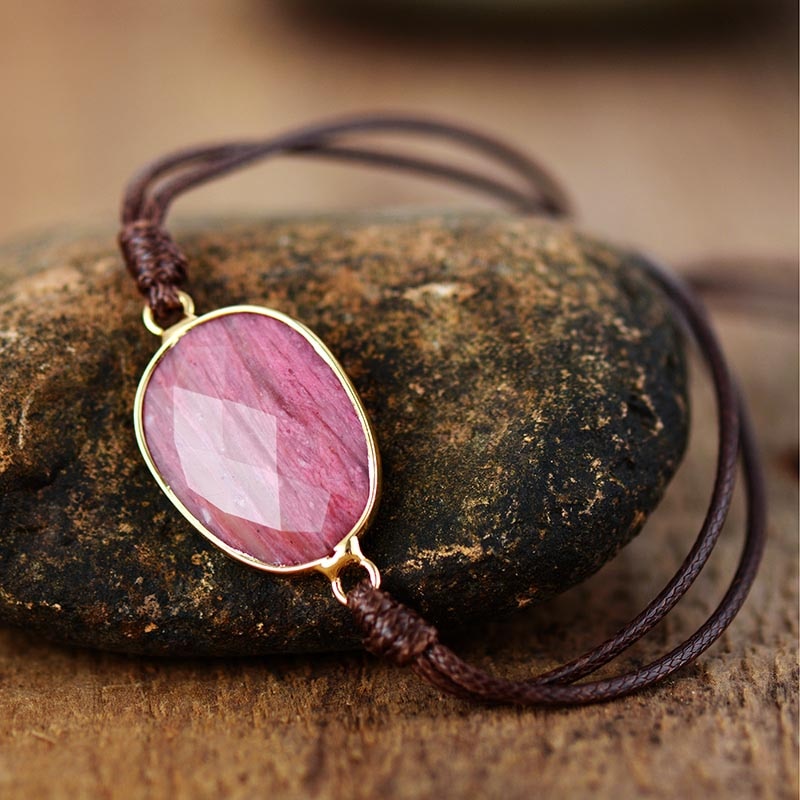 Boho Bracelet, Rope Wrap Bracelet, Rose Quartz