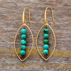 Boho Earrings, Dangle Earrings, Triple Blue Turquoise