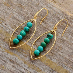 Boho Earrings, Dangle Earrings, Triple Blue Turquoise