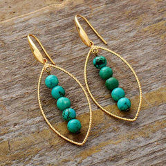 Boho Earrings, Dangle Earrings, Triple Blue Turquoise