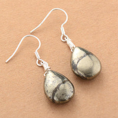 Boho Earrings, Dangle Earrings, Black Pyrite