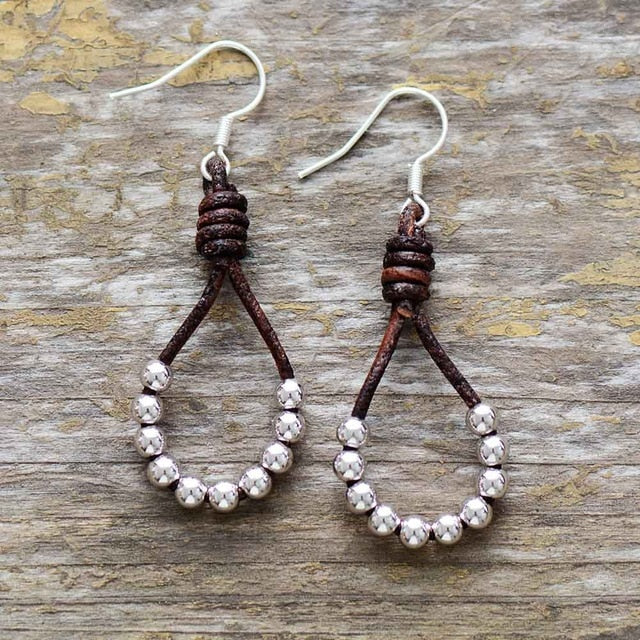 Boho Earrings, Dangle Earrings, Silver Bohemian Peal