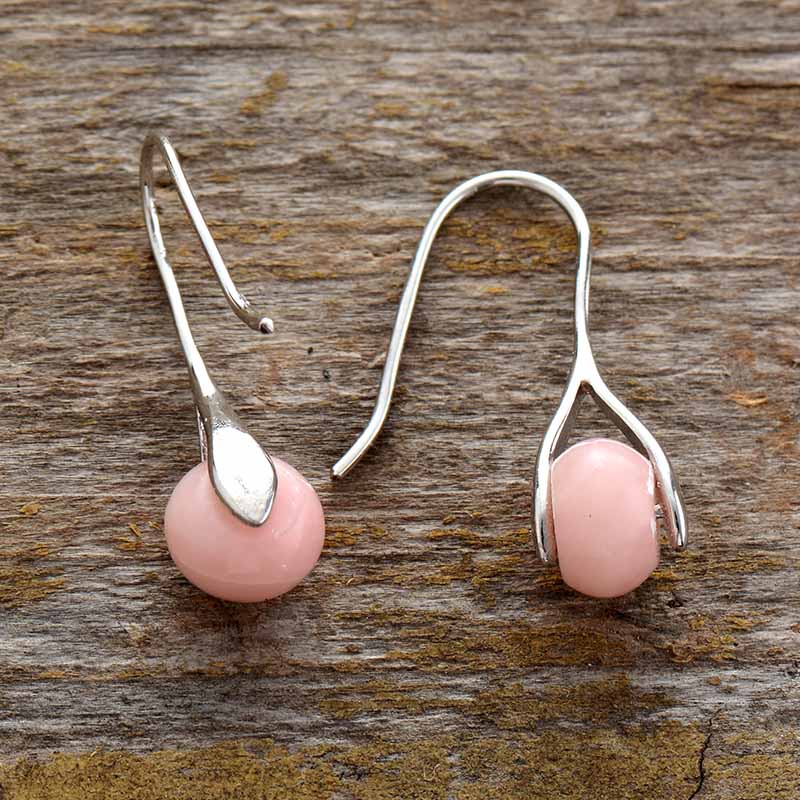 Boho Earrings, Dangle Earrings, Pink Opal and Jaspers