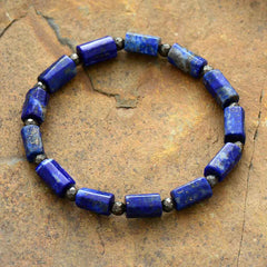 Boho Bracelet, Stretchy Bracelet, Blue Lapis and Purple Amethyst