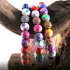 Boho Bracelet, RH Colorful Cray in Pink Blue Beach