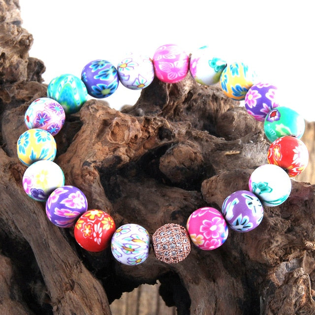 Boho Bracelet, RH Colorful Cray in Pink Blue Beach