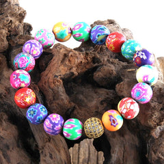 Boho Bracelet, RH Colorful Cray in Pink Blue Beach