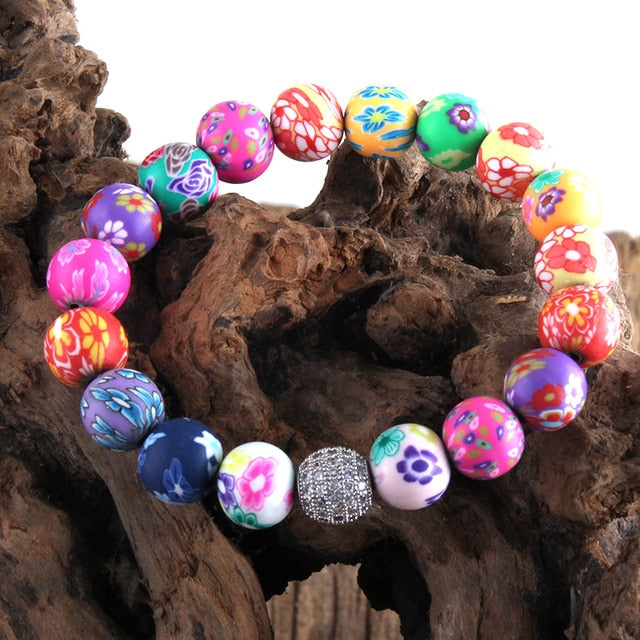 Boho Bracelet, RH Colorful Cray in Pink Blue Beach