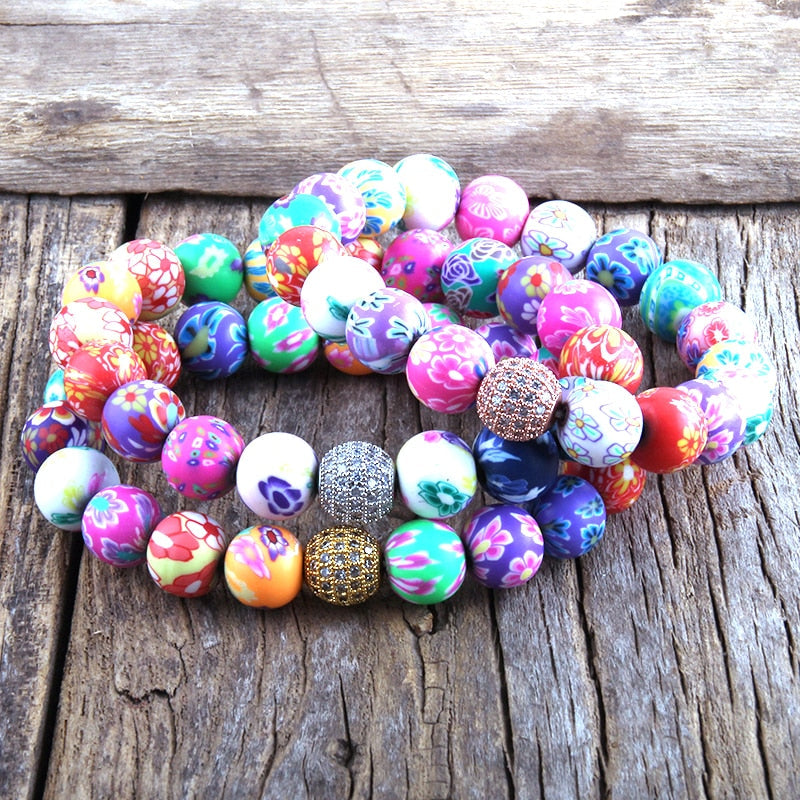 Boho Bracelet, RH Colorful Cray in Pink Blue Beach