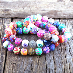 Boho Bracelet, RH Colorful Cray in Pink Blue Beach