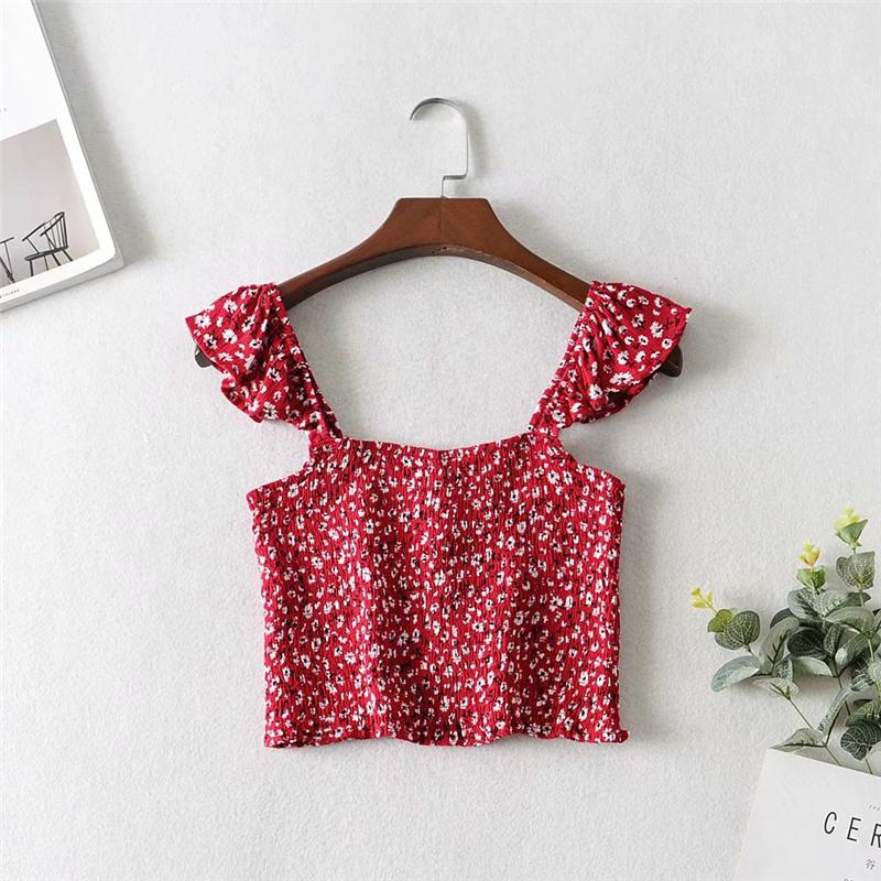 Boho Two Piece Set, Crop Top and Skirt, Wild Floral Daisy Red