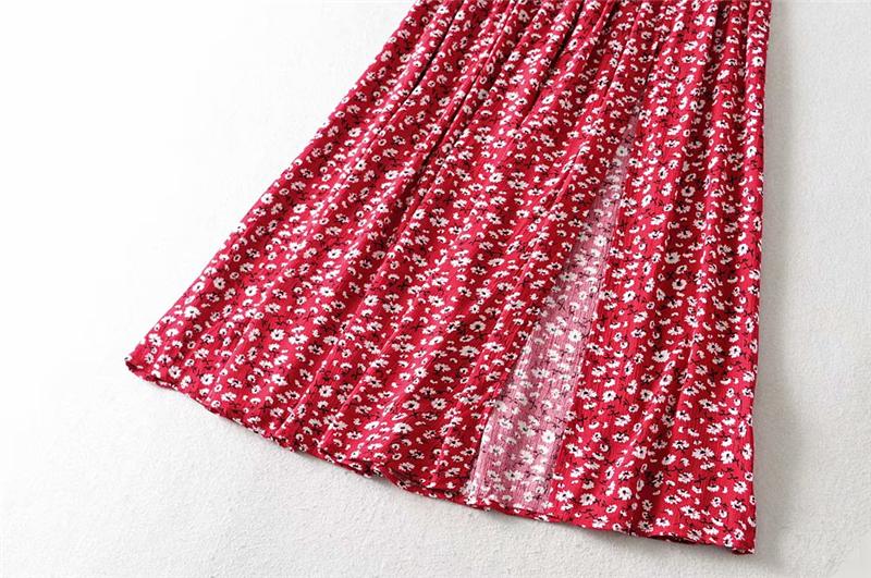 Boho Two Piece Set, Crop Top and Skirt, Wild Floral Daisy Red