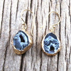 Boho Earrings, RH Dangle Earrings, Black Stone