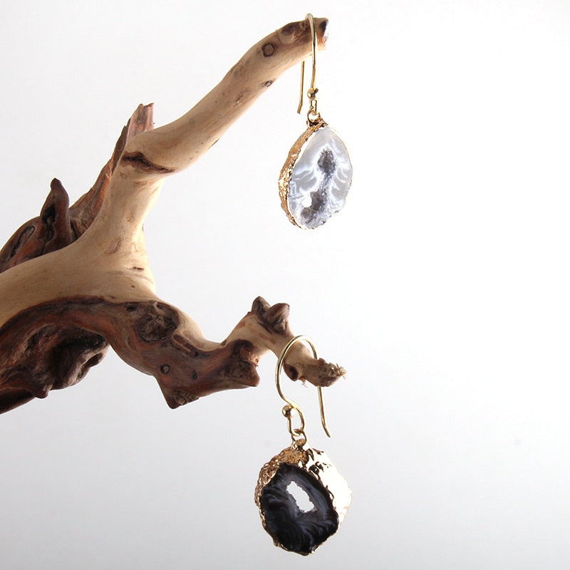 Boho Earrings, RH Dangle Earrings, Black Stone