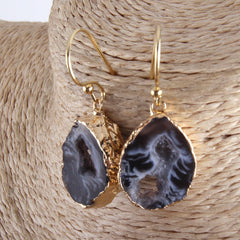 Boho Earrings, RH Dangle Earrings, Black Stone