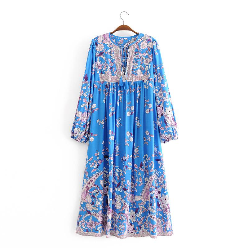Gown Dress, Boho Maxi Dress, Loose Dress, Skye in Blue Ocean