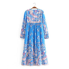 Gown Dress, Boho Maxi Dress, Loose Dress, Skye in Blue Ocean