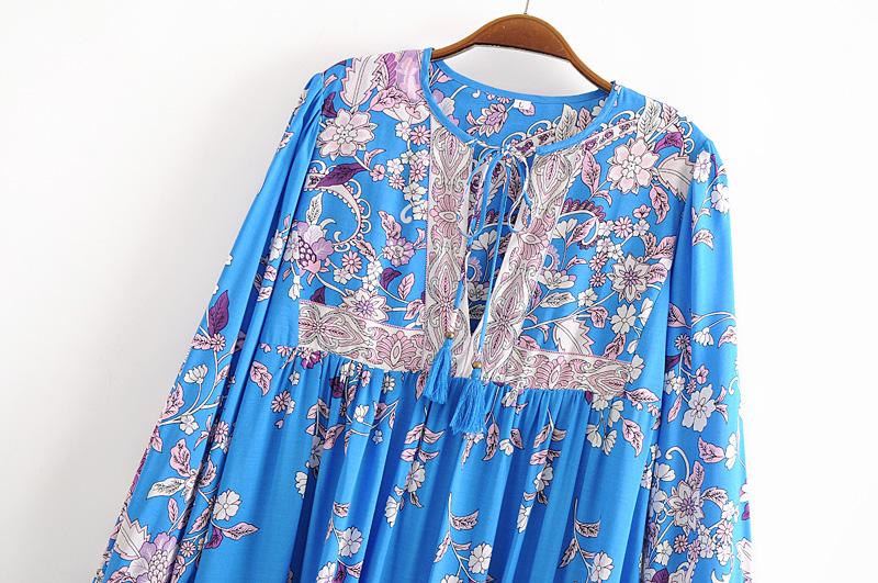 Gown Dress, Boho Maxi Dress, Loose Dress, Skye in Blue Ocean