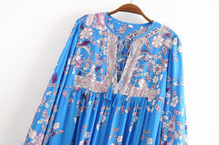 Gown Dress, Boho Maxi Dress, Loose Dress, Skye in Blue Ocean