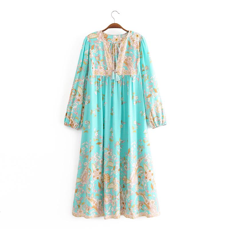 Gown Dress, Boho Maxi Dress, Loose Dress, Skye in Green Sea