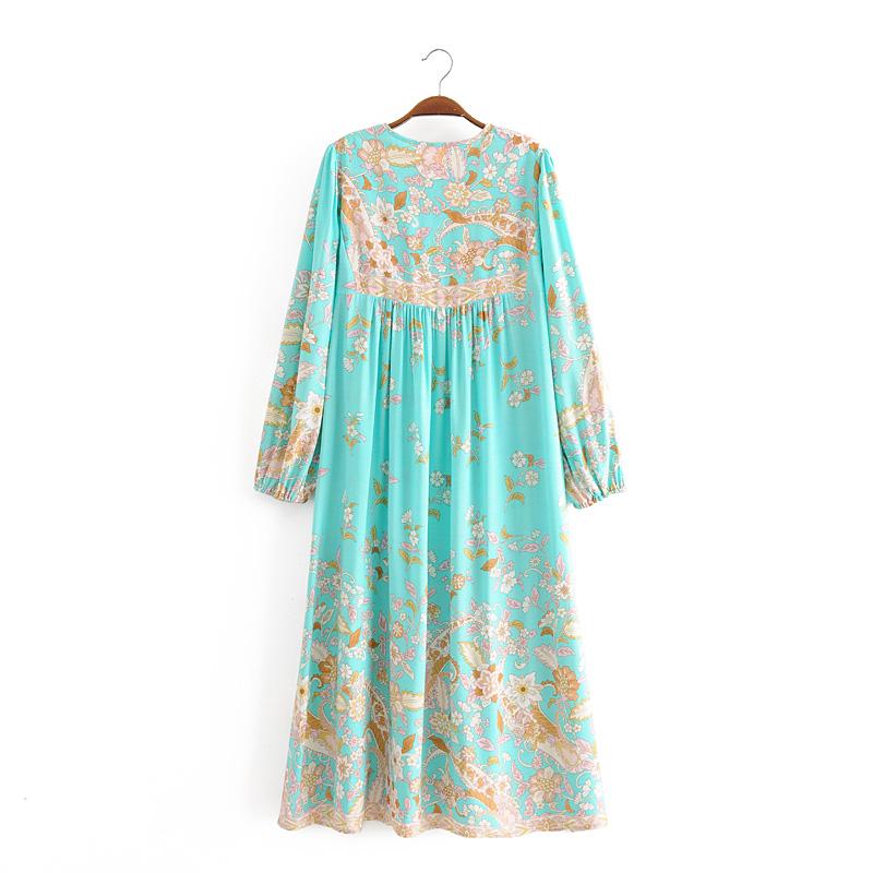 Gown Dress, Boho Maxi Dress, Loose Dress, Skye in Green Sea