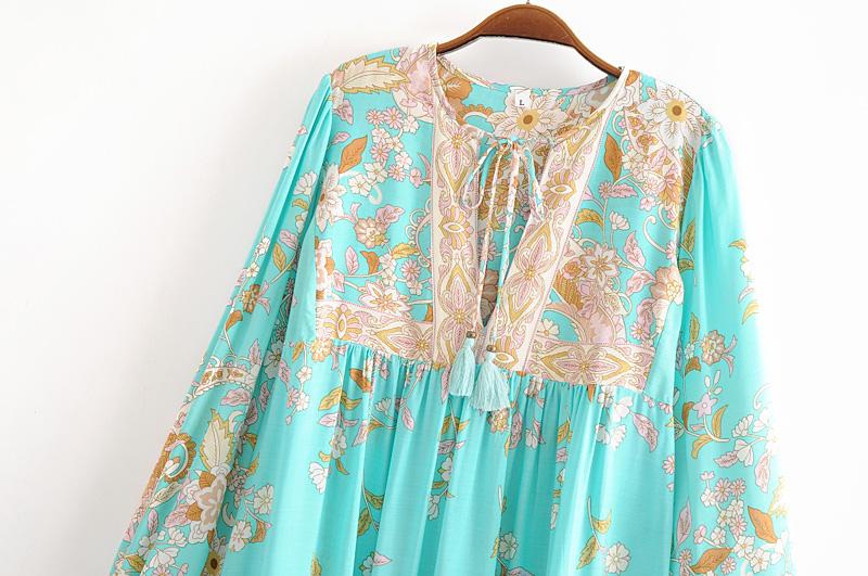 Gown Dress, Boho Maxi Dress, Loose Dress, Skye in Green Sea