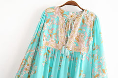 Gown Dress, Boho Maxi Dress, Loose Dress, Skye in Green Sea
