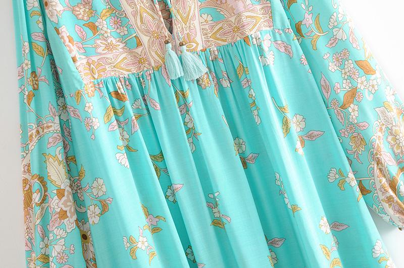 Gown Dress, Boho Maxi Dress, Loose Dress, Skye in Green Sea
