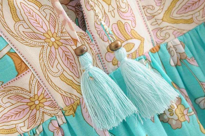 Gown Dress, Boho Maxi Dress, Loose Dress, Skye in Green Sea