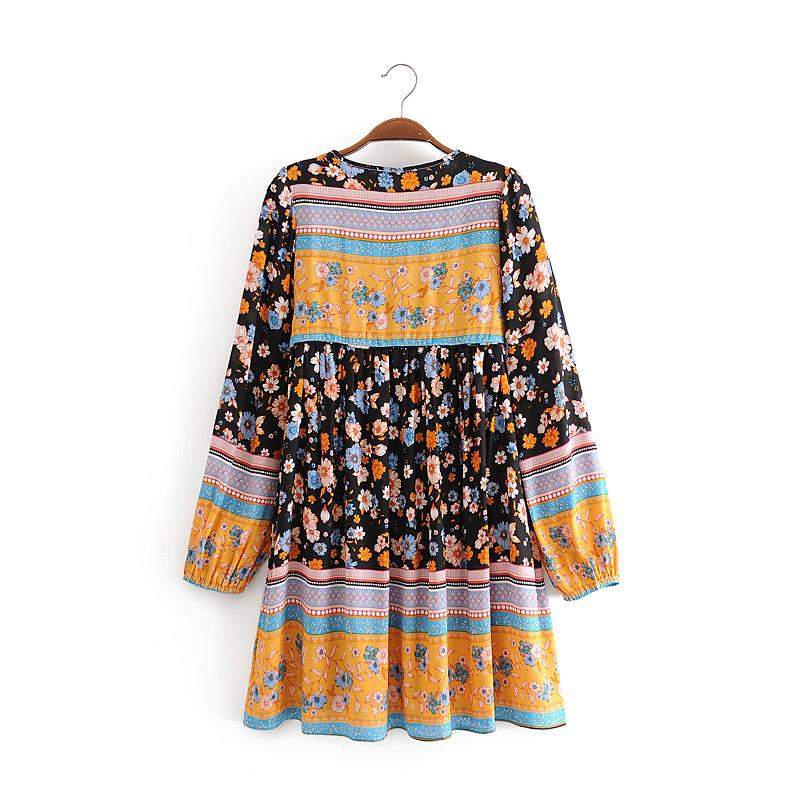Boho Mini Dress Daisy Mind in Black