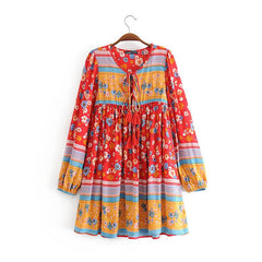 Boho Mini Dress  Daisy Mind in Red