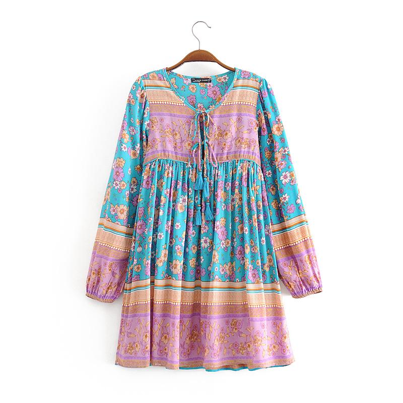 Boho Mini Dress  Daisy Mind in Blue