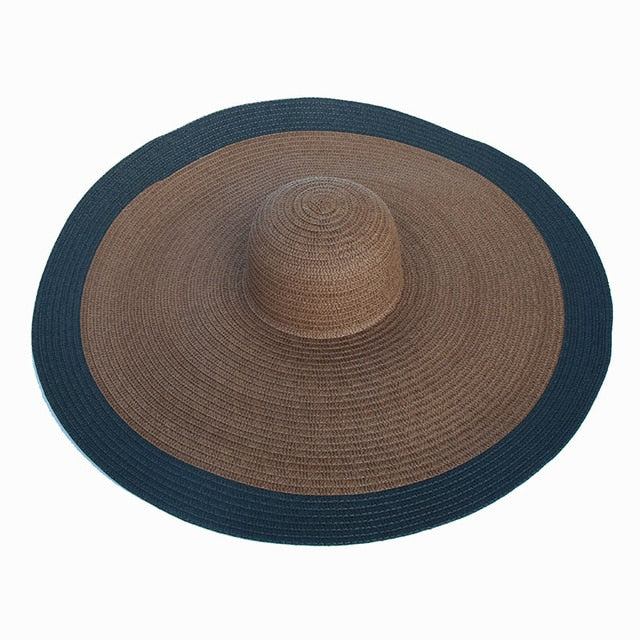 Boho Hat, Sun Hat, Beach Hat, Extra Large Wide Brim, Straw Hat, Black, White, Blue, Navy and more 19 colors (Soft, 25 cm)