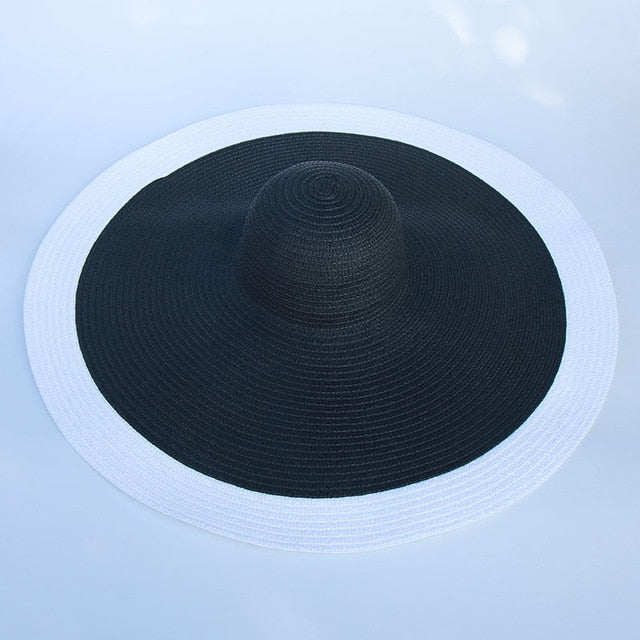 Boho Hat, Sun Hat, Beach Hat, Extra Large Wide Brim, Straw Hat, Black, White, Blue, Navy and more 19 colors (Soft, 25 cm)