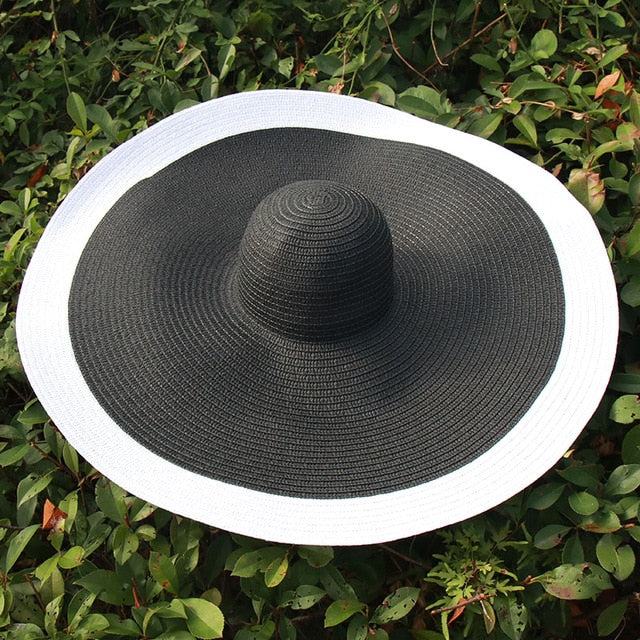 Boho Hat, Sun Hat, Beach Hat, Extra Large Wide Brim, Straw Hat, Orange, Pink, Black, White, and more 18 colors (Soft, 25 cm)