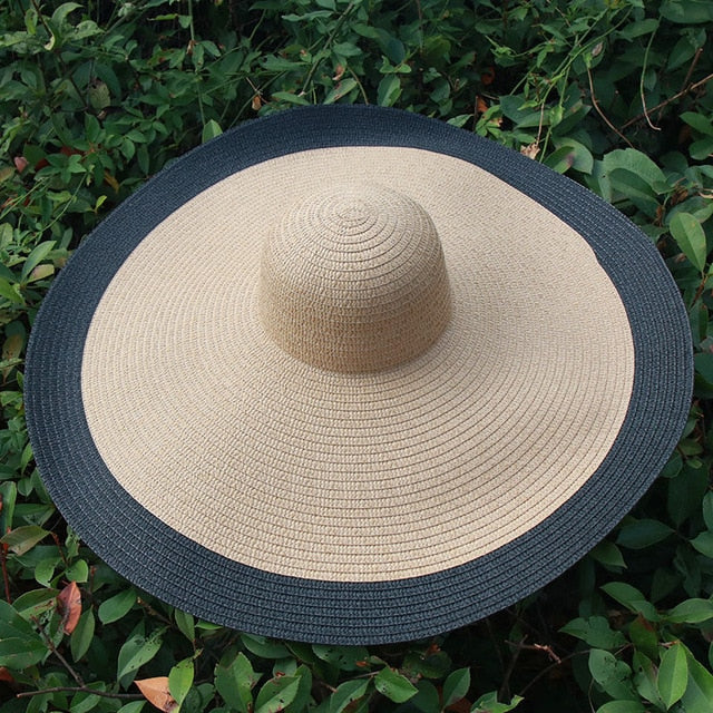 Boho Hat, Sun Hat, Beach Hat, Extra Large Wide Brim, Straw Hat, Orange, Pink, Black, White, and more 18 colors (Soft, 25 cm)