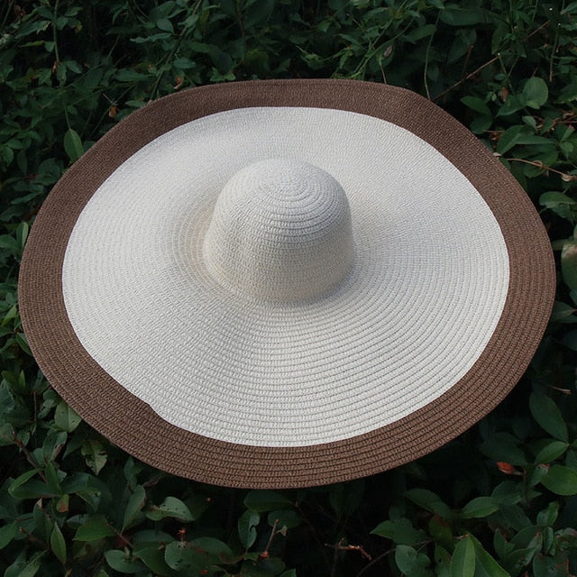 Boho Hat, Sun Hat, Beach Hat, Extra Large Wide Brim, Straw Hat, Orange, Pink, Black, White, and more 18 colors (Soft, 25 cm)