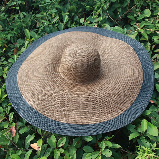 Boho Hat, Sun Hat, Beach Hat, Extra Large Wide Brim, Straw Hat, Orange, Pink, Black, White, and more 18 colors (Soft, 25 cm)