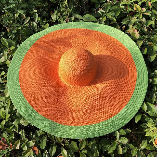 Boho Hat, Sun Hat, Beach Hat, Extra Large Wide Brim, Straw Hat, Orange, Pink, Black, White, and more 18 colors (Soft, 25 cm)