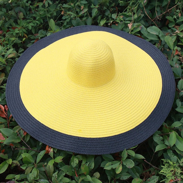 Boho Hat, Sun Hat, Beach Hat, Extra Large Wide Brim, Straw Hat, Orange, Pink, Black, White, and more 18 colors (Soft, 25 cm)