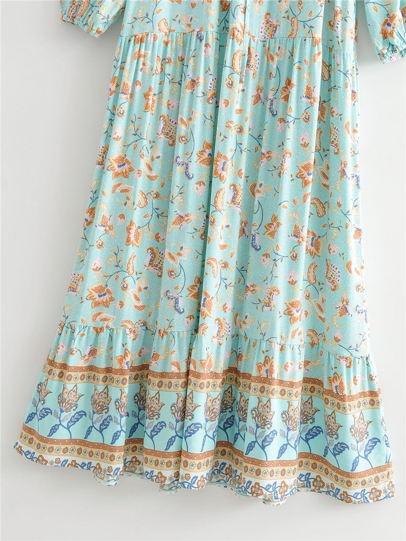 Boho Maxi Dress, Gown, Vacation in  River Blue