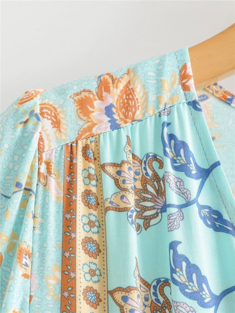 Boho Maxi Dress, Gown, Vacation in  River Blue