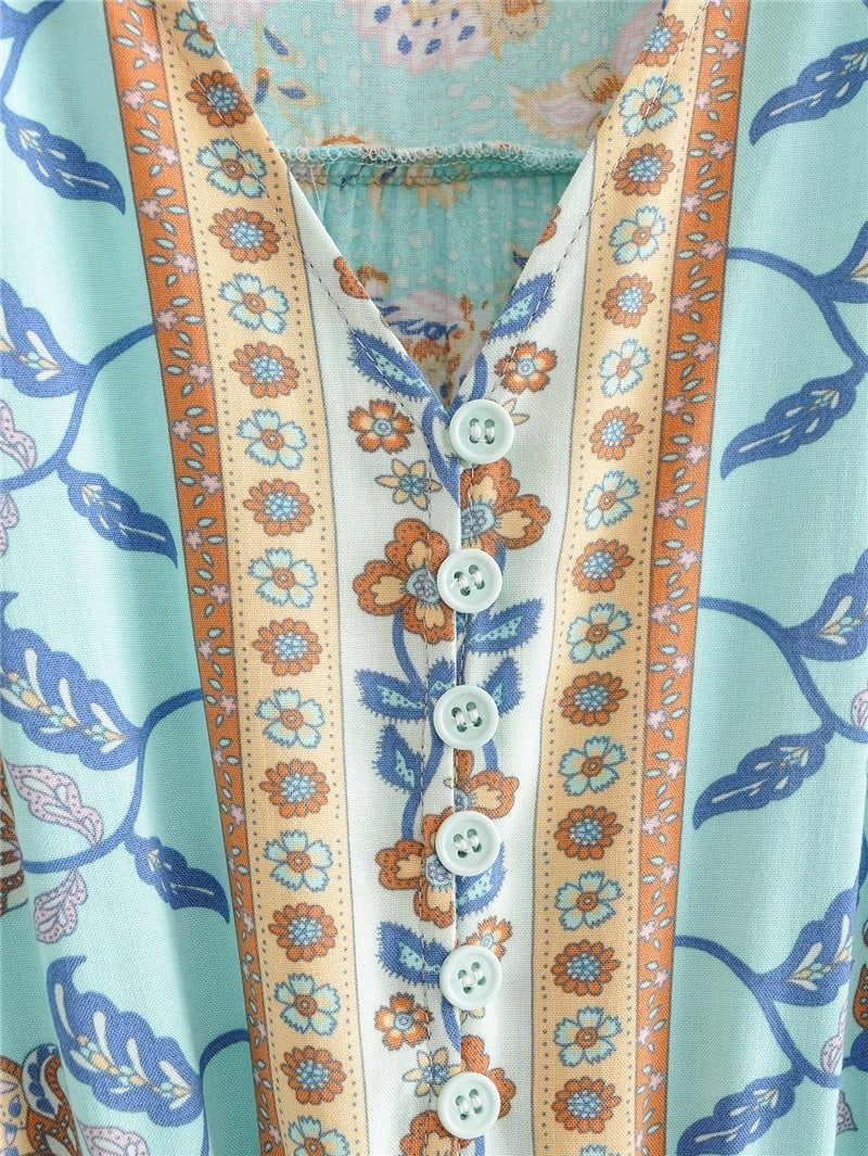 Boho Maxi Dress, Gown, Vacation in  River Blue