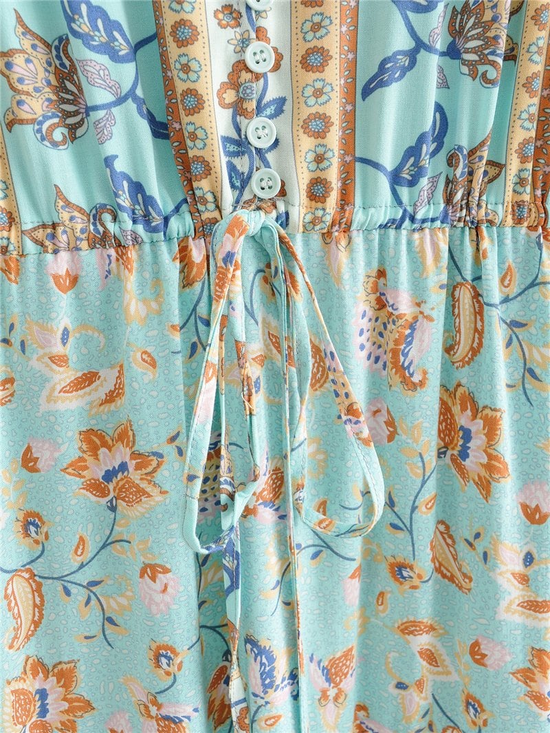 Boho Maxi Dress, Gown, Vacation in  River Blue