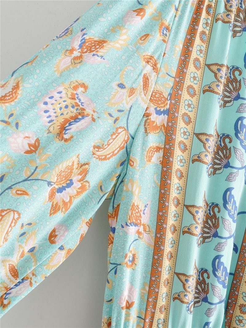Boho Maxi Dress, Gown, Vacation in  River Blue
