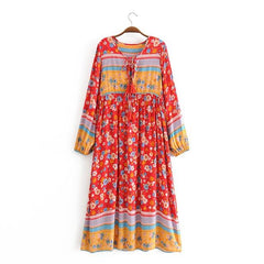 Gown Dress, Boho Maxi Dress, Loose Dress, Daisy Mind in Red