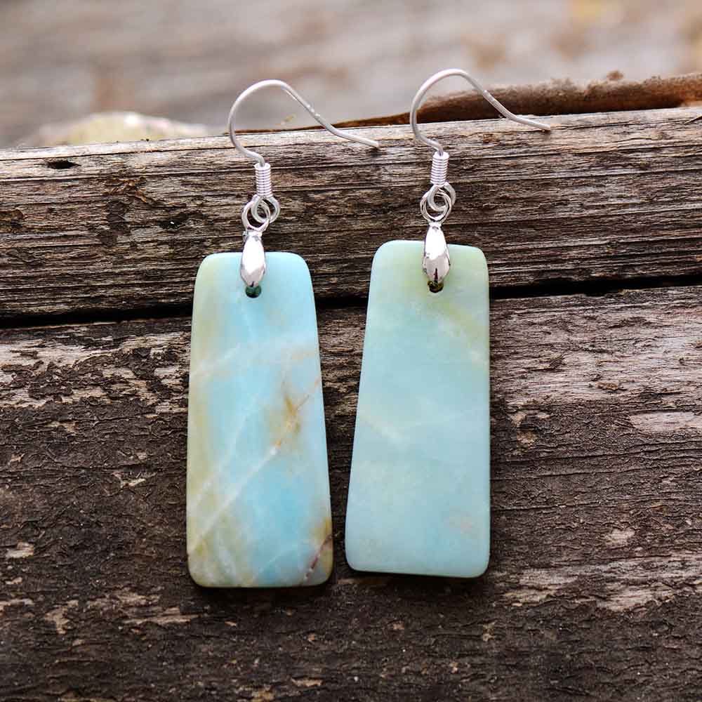 Boho Earrings, Dangle Earrings, Maya Blue Amazonite